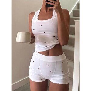 Ribbed Tank Top and Shorts Active Set